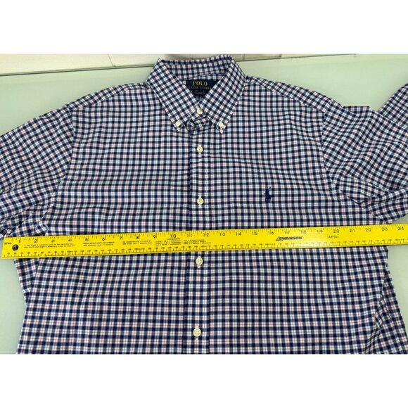 Polo Ralph Lauren Classic Fit Mens Large L 16.5 Gingham Long Sleeve Button Up - Picture 6 of 9